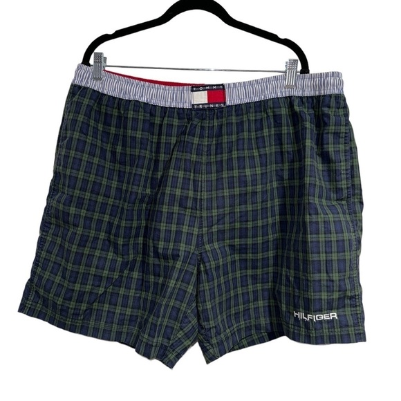 Tommy Hilfiger swim trunks plaid preppy Lined pocket drawstring XL elastic waist - Picture 1 of 8